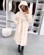 Серо-коричневый Роскошное зимнее пальто с капюшоном