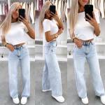 Helesinine Sirgelõikelised Stretch Teksad