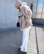 Light Beige Luxurious Short Fur Coat