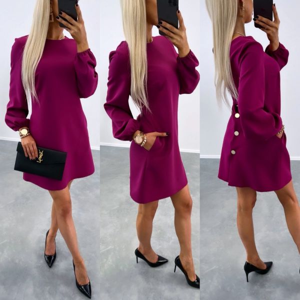 Dark Purple A-line Dress With Pockets