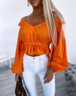 Valge Õlapaeltega Mugav Crop-top