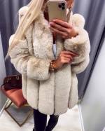Black Luxury Faux Fur Coat