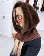 темно-красный Шапка-бини с воротником