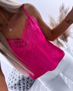Pink Lace-edged Silky Top