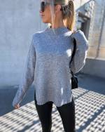 Pelēks Soft Sweater With Slit