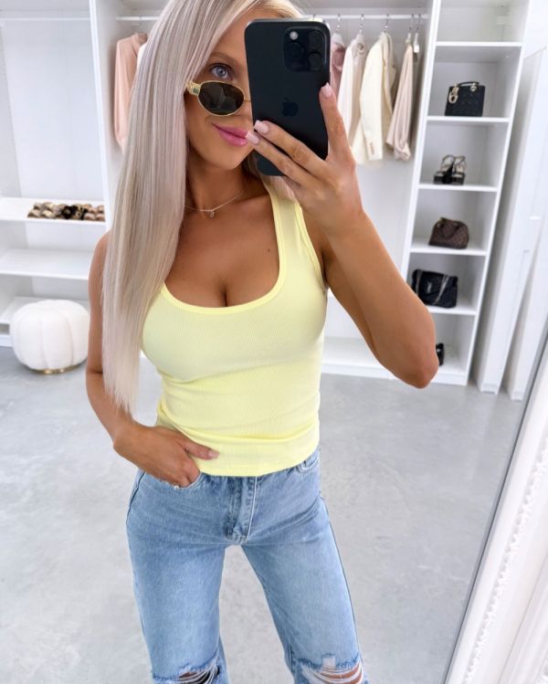 Yellow Comfortable Stretch Fabric Top