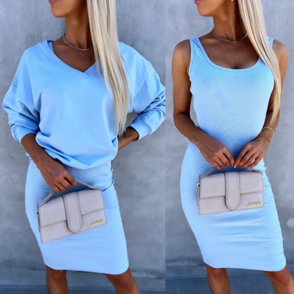 Light Blue Two-piece Casual Set