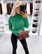 Smėlio Spalvos Minkštas Megztinis Aukšta Apykakle