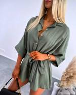 Khaki Tie-waist Jumpsuit