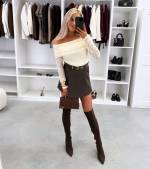 Jasny Beż Top Z Elastycznej Koronki