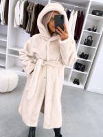 Серо-коричневый Роскошное зимнее пальто с капюшоном