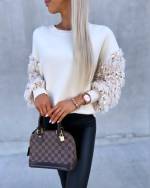 Pink Sweater With Sequins And Feathers