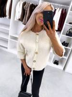 Helebeež Kuldsete Nööpidega Pehme Kampsun