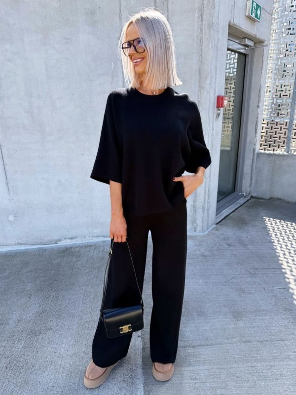 Black Soft And Comfortable Two-piece Set