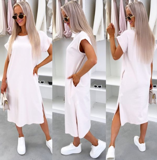 Beige Shirt Dress With Pockets