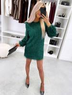 Dark Green Long-sleeve Flowy Dress