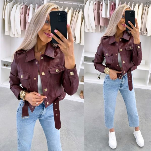 темно-красный Приталенный жакет на кнопках