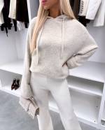 Pilka Minkštas Džemperis Su Gobtuvu