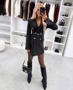 Melns Žakete-kleita Ar Jostu