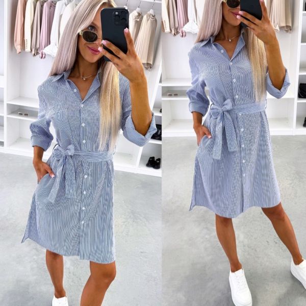Blue Striped Casual Dress