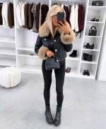 Черный Утеплённая парка с подкладкой