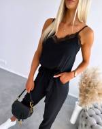 Black Jumpsuit With Lace Edge