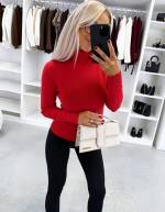 Горчица Мягкий эластичный свитер с воротником-гольф