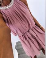 Светло-розовый Pärlitega Kaela Tagant Kinnituv Sifoon-kleit