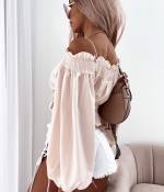 Valge Õlapaeltega Mugav Crop-top