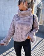 Taupe High Neck Soft Sweater