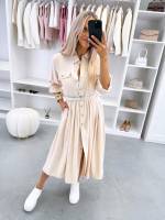 Roheline Vööga Pikem Kleit