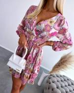 Pink Floral Belted Dress