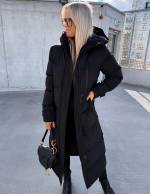 Черный Удлинённая водоотталкивающая парка