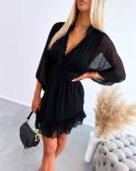 Black Buttoned Chiffon Dress