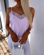 Light Pink Top With Lace Edge