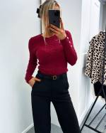 Dark Red Sweater With Golden Buttons