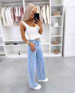 Sinine Sirgelõikelised Pehmed Teksad