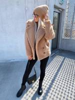 Beež Lühema Lõikega Soe Teddy Jakk