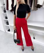 Šviesiai Rausvos Spalvos Patogaus Kirpimo Tiesios Kelnės