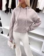 Pilka Minkštas Džemperis Su Gobtuvu