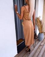 Gold Summer Dress With A Belt