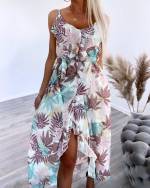 Must Kolmveerand Pikkusega Lilleline Kleit