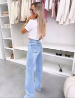 Синий Эластичные джинсы прямого кроя полной длины