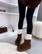 Коричневый Ботинки на массивной подошве в стиле UGG