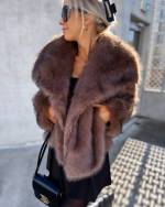 Light Beige Luxurious Short Fur Coat