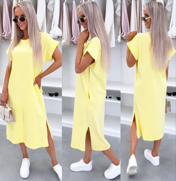 Yellow Shirt Dress With Pockets