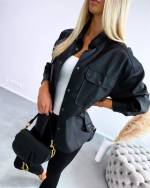 Black Leather Oversized Jacket