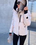 Beige Fitted Winter Jacket With Hood