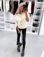 Helebeež Kuldsete Nööpidega Pehme Kampsun