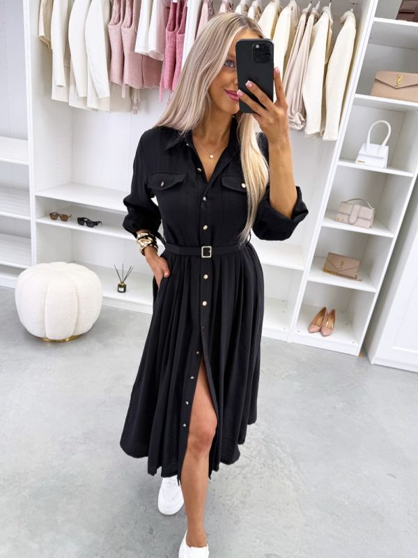 Must Vööga Pikem Kleit